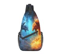 Fire Vs Ice Art Sling Bag Lightweight Chest Bag Crossbody Bag Shoulder Bag Sports Backpack for Women Men, Black, One Size