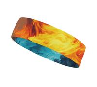 Fire Vs Ice Art Sweatband for Men Women Sports Headband Breathable Stretchy Sweatbands Moisture Wicking Workout Headbands for Fashion,Washing Face,Running