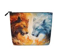 Fire Vs Ice Art Toiletry Bags for Women, Portable Travel Cosmetic Bag, Daily Organiser with Zipper