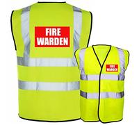 Fire Warden Boxed Print Yellow Hi Vis Viz Reflective Safety Vest Waistcoat, Reflective High Visibility, supplied by Simply Hi Vis Clothing UK