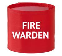 Fire Warden Hi Vis Red ID Arm Band Enhanced Visibility Supplied by Simply Hi Vis Clothing UK.