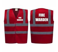 Fire Warden Premium Red Hi Vis Vest - High Visibility Safety Waistcoat with Reflective Bands, Perfect for Company Compliance and Event Staff (UK, Alpha, L, Regular, Regular, Red)