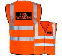 Fire Warden printed in black box- Orange Hi Vis/Viz Safety Vest, Waistcoat, Tabard EN ISO 20471 Class 2 supplied by Simply Hi Vis Clothing UK