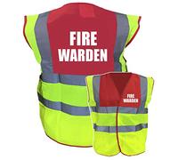 Fire Warden Printed in white text on Hi Vis Safety Vest Hi Viz Waistcoat Hi Vis Safety Vest Waistcoat RED coloured or two tone RED/YELLOW EN ISO 20476