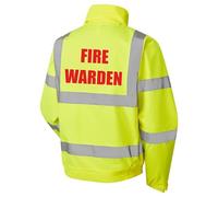 Fire Warden Yellow Hi Vis Bomber Jacket Reflective, Waterproof, Medical, Conforms to EN20471 Class 3, High Visibility, By Brook Hi Vis, XLarge