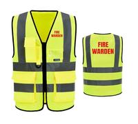 Fire Warden Yellow Hi Vis vest Reflective Safety Vest Waistcoat, Fire Warden High Visibility vest