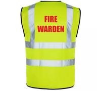 Fire Warden Yellow High Visibility Hi Vis Viz Vest Safety Waistcoat, Printed By Brook Hi Vis