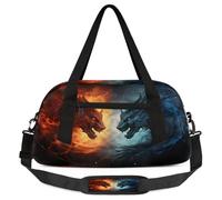 Fire Water Animal Dragon Pattern Kids Travel Duffle Bag Weekender Overnight Bag for Boy Girls Carry On Travel Bag Workout Duffel Bag