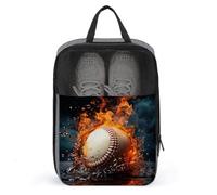 Fire Water Baseball Ball Shoe Bag Travel Shoe Organizer Water-Resistant Shoe Pouch with Zipper Sneaker Dust Bag, gray, One Size, Modern