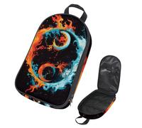 Fire Water Chinese Yin Yang Retro Pattern Kitchenware Storage Bag for Picnic, Waterproof Portable Cookware Organizer