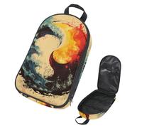 Fire Water Chinese Yin Yang Vintage Pattern Kitchenware Storage Bag for Picnic, Waterproof Portable Cookware Organizer