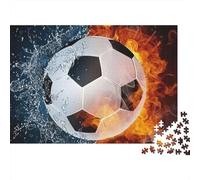 Fire Water Soccer Ball 1000 Piece Fire Ice Soccer Ball Art Jigsaw Puzzle For Adults Thick Card Board Stress Relief Puzzle Game Gifts Great Gift Idea 70x50cm/1000pcs