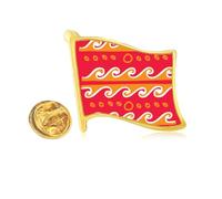 Fire Wave Mexico Totems Ancient Civilization Golden Metal Flag Lapel Pin Badge