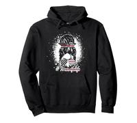Fire Wife Life Firefighter's Wife Bleached Women Messy Bun Pullover Hoodie