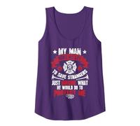 Fire Wife My Man Risks His Life Firefighter Wife Girlfriend Tank Top