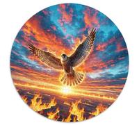 Fire-Winged Falcon Soaring 1000 Piece Jigsaw Puzzles for Adults And Kids Art Round Jigsaw Puzzles Difficult Challenge for Adults Family Game Stress Reliever Expert Skill Level 1000pcs (67.5x67.5cm)