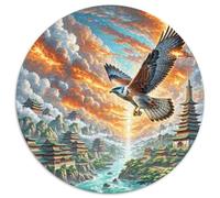 Fire-Winged Falcon Soaring 1000 Pieces Jigsaw Puzzle for Adults And Kids Art Round Puzzle Difficult Challenge for Adults Family Game Stress Reliever Expert Skill Level 1000pcs (67.5x67.5cm)