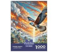Fire-Winged Falcon Soaring 1000 Pieces Portable Jigsaw Puzzle Animal Age 3+ Cool Collage Effect, Fun Details, Educational, Challenging Puzzle Games 38x26cm/1000pcs