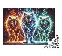 Fire Wolf Spirits Colourful Three Element Wolves 1000 Pcs Jigsaws for Adults The Impossible Challenge Brain Development 70x50cm/1000pcs