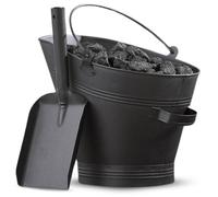 Fire81 Black Metal Waterloo Bucket & Shovel Fireplace Accessory Durable Coal And Ash Container With Strong Metal Shovel For Hearth