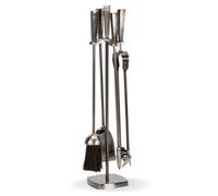 Fire91 5 Piece Pewter Fireset 52X11X1Cm Fireplace Tools Stand With Poker Brush Shovel Tongs Durable Metal Companion Set