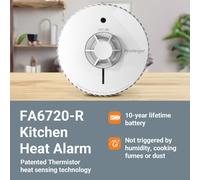 FireAngel FA6720-R Heat Alarm for Kitchen with 10 Year Battery, Heat Detector for Kitchen, Fire Alarm for Home, FireAngel HT-630 Replacement, 1-Pack