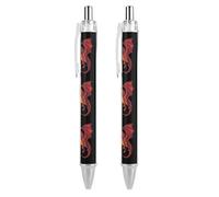 Fireball And Dragon Retractable Ballpoint Pen Black Ink Ball Point Pen Work Pens 2 PCS