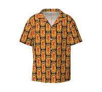 (FIREBALL CINNAMON WHISKY_12021) Men's Hawaiian Shirts Cuban Collar Vintage Bowling Short Sleeve Button Down Beach Shirt Casual Summer Vacation Wear Retro Tee
