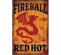 Fireball Whisky - Vintage Style Tin Sign, Reproduction Retro, Pub Bar Kitchen Garden Bathroom, Home, Plaque, Funny Decorative Wall Art, 3 Sizes (A4)