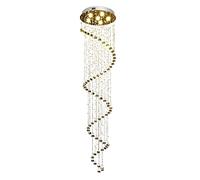 FIREBAO Double Staircase Spiral Long Chandelier LED Round Hotel Engineering Villa Crystal Dining Light Decor Pendant Light