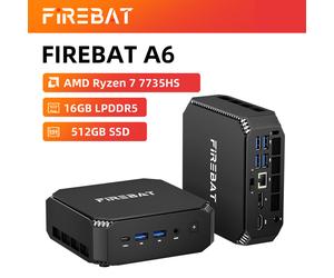 FIREBAT Mini PC AMD Ryzen 7 7735HS | Radeon 680M | 16GB RAM 512GB SSD | Dual M.2 Slots, Triple Display, WiFi 6 - Compact Silent Desktop for Home Office & Gaming