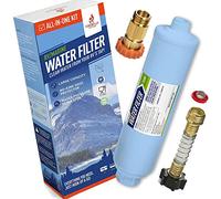 Firebelly Outfitters RV/Marine Inline Carbon Water Filter - Starter Kit w/Flexible Hose Protector, RV Water Pressure Regulator - Protects Against Bad Taste, Odor, Iron, Lead, Chlorine, Sediment, Mold