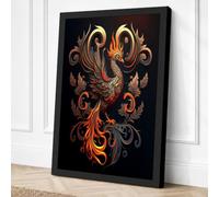 Firebird Rising Fantasy Canvas Wall Art Print 18x12 Inch