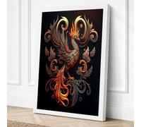 Firebird Rising Fantasy Canvas Wall Art Print 24x16 Inch