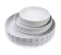 Fireboomoon 12 Pack Plastic White Round Wave Plant Saucer,Durable Heavy Duty Flower Plant Pot Drip Tray Container for Home Garden Indoor and Out Door Plant (6 Inch/8 Inch/10 Inch)