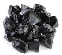 FIREBOOMOON 2lb Rough Black Obsidian Crystal Rocks for Tumbling Knapping