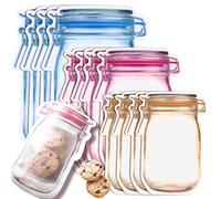 Fireboomoon 30 PCS Multi-Size Mason Jar Bottle Pattern Zipper Bags,Reusable Airtight Seal Leak-Proof Portable Food Snack Save Storage Pouch Bag for Travel Picnic Camping and Kids
