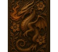 Firebound Scales: Faux Embossed Dragon Notebook - 7.5 x 9.25 in, Wide Ruled, 110 Lined Pages - 3D-Look Cover Design for Fantasy Lovers, Writing, Journaling