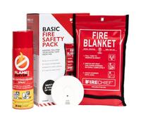 Firechief Home Basic Fire Safety Pack - Smoke Alarm, Fluorine-Free Aerosol Fire Extinguisher & 1 x 1m Fire Blanket - Compact Home Fire Protection Kit (FHBSP)
