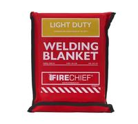 Firechief Hot Works Welding Blanket Light Duty 1 x 1m - Dual-Sided Silicone Coated Fiberglass Cloth, Heat Resistant to 550°C, Fire Resistant Welding Mat with Kevlar Stitching & Eyelets
