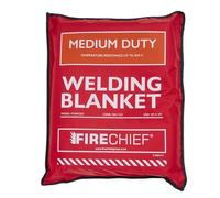 Firechief Hot Works Welding Blanket Medium Duty 2 x 2m - Dual-Sided Vermiculite Fiberglass Cloth, Heat Resistant to 850°C, Fire Resistant Mat with Kevlar Stitching & Eyelets