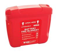Firechief LithShield Tough Battery Fire Blanket Hard Case 1.55 × 1.55 m (FBBT155/HC) | Lithium-Ion Battery Fire Protection | Fire-Resistant & Reusable | Includes Battery Fire Blanket Sign