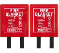 Firechief Premium Kitemarked Fire Blanket 1.2 m x 1.2 m, Rigid Case, Red - Fully Coated Fire Blanket for Home - Kitemark Certified to BS EN 1869 - BPR2/K100-P Model (Pack of 2)