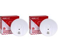 Firechief Smoke Alarm - 9V Replaceable Battery - 3 Years Warranty - Ceiling Mounted Photoelectric Smoke Alarm with LED Indicator & Test/Silence Button - Home Fire Alarm (Pack of 2)