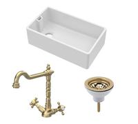 Fireclay 1 Bowl Belfast Sink Strainer Waste Tap Brushed Brass 795mm Balterley Bronze One Size