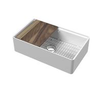 Fireclay 1 Bowl Kitchen Sink Ledge, Overflow, Work Station Grid 795mm Balterley White One Size
