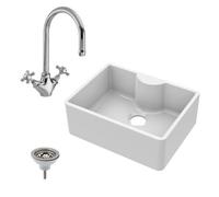 Fireclay 1 Bowl Butler Sink Tap Ledge Tap Waste 595mm Balterley White One Size