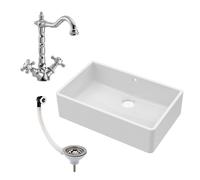 Fireclay 1 Bowl Butler Sink Overflow Tap Waste 795mm Balterley White One Size