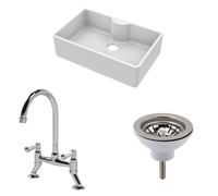 Fireclay 1 Bowl Butler Sink Tap Ledge Waste Mixer Tap 795mm Balterley Silver One Size