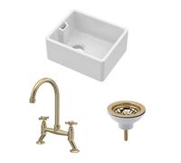 Compact Single Bowl Belfast Sink, Strainer Waste & Bridge Tap Balterley Bronze One Size